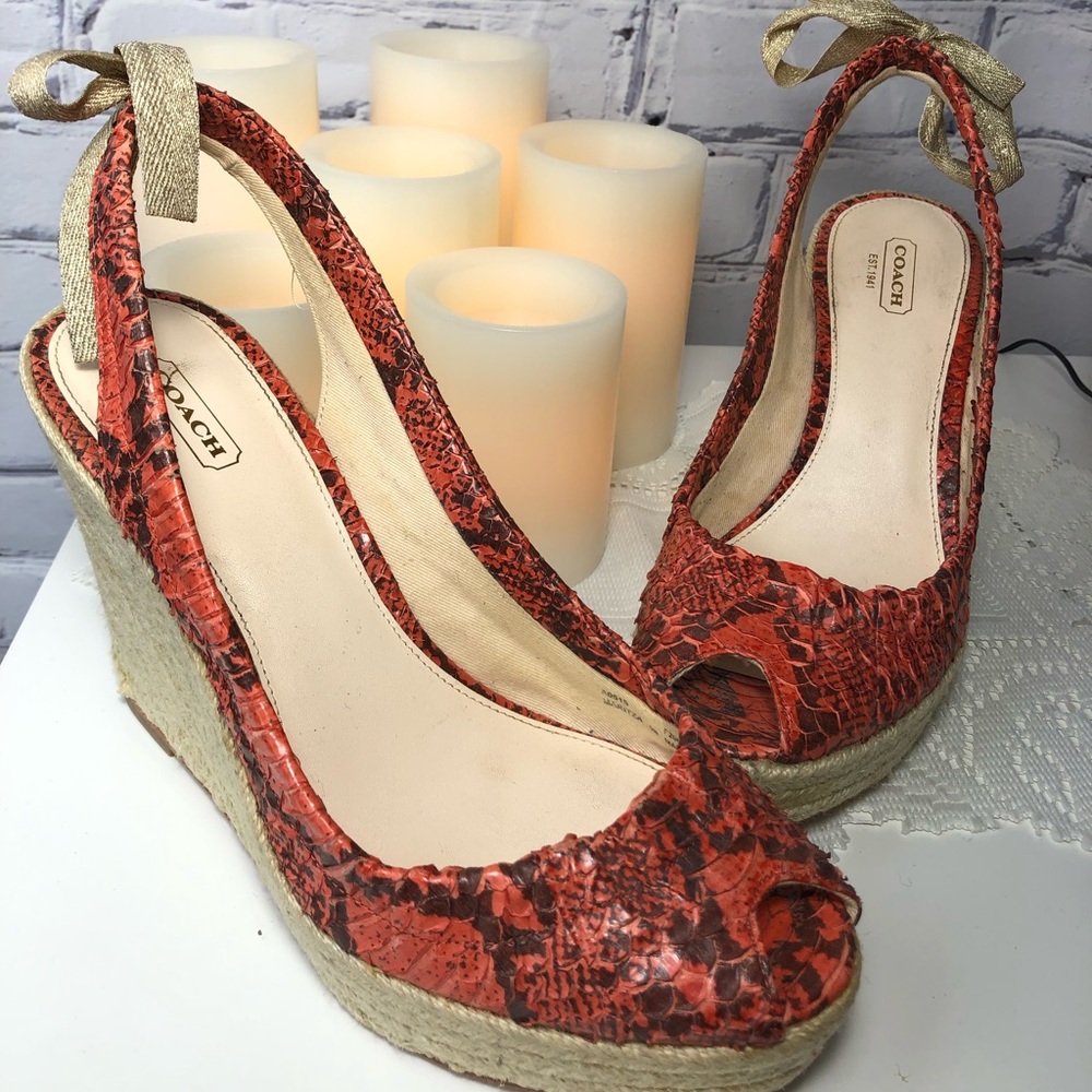 Coach Wedges Slingback Peeptoe Orange Brûlé sz9